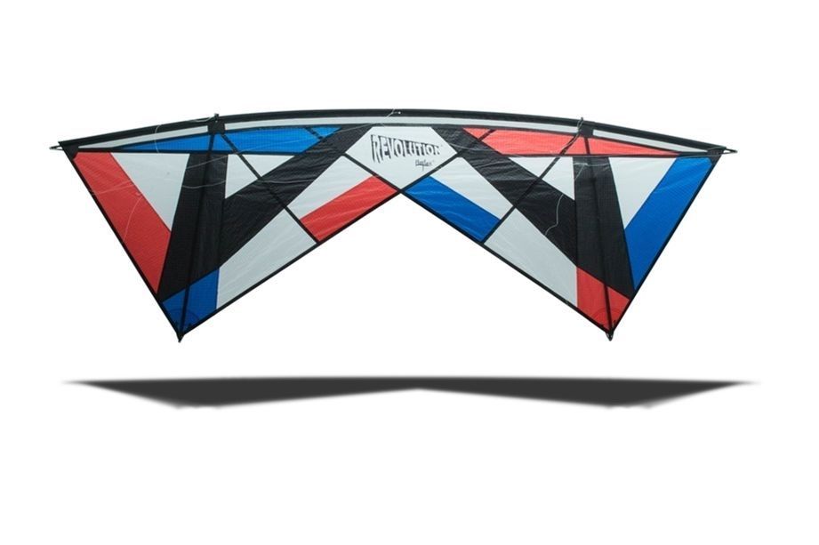 Revolution REFLEX XX Vierleiner-Lenkdrachen/Stabdrachen (4-Leiner) KITE ONLY - 249 cm x 84 cm weiß/schwarz/blau/rot